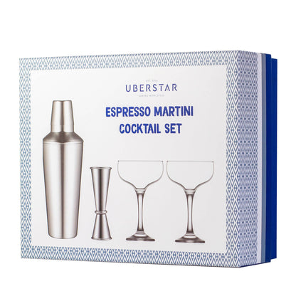Espresso Martini Cocktail Set with Two Cocktail Glasses