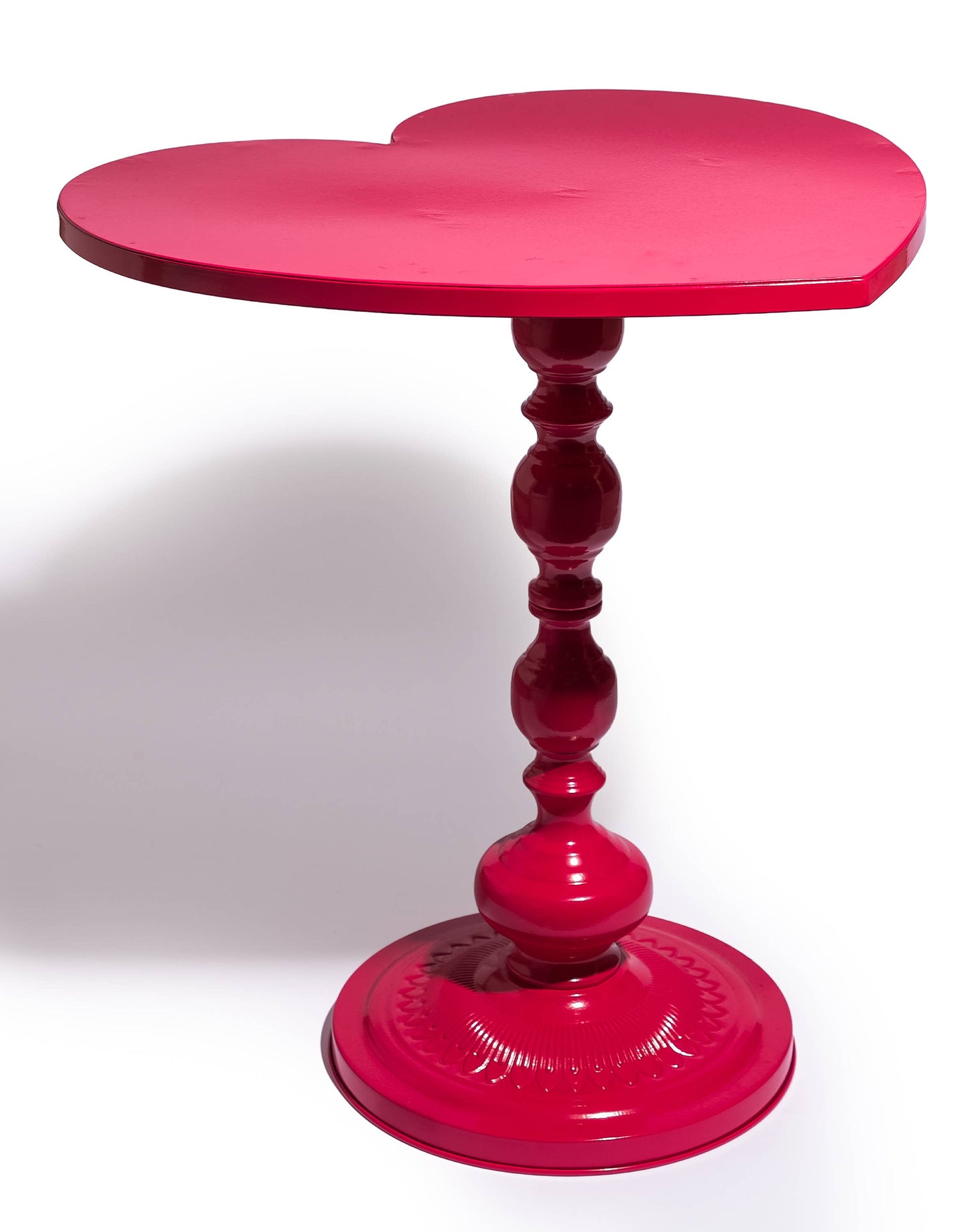 Metal Pink Heart Side Table