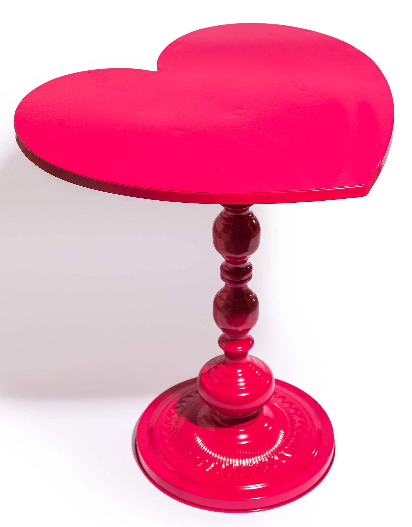 Metal Pink Heart Side Table