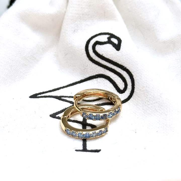 Black Flamingo - Lulu Blue Crystal Huggie