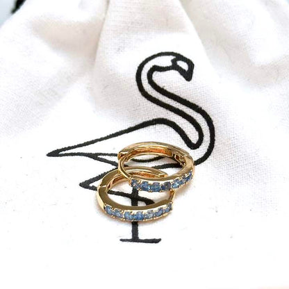 Black Flamingo - Lulu Blue Crystal Huggie