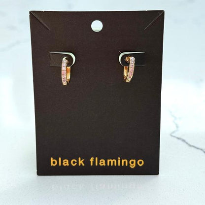 Black Flamingo - Lulu Violet Crystal Huggie