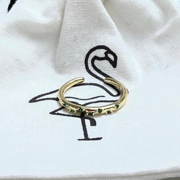 Black Flamingo - Emerald Green Rhinestone Ring