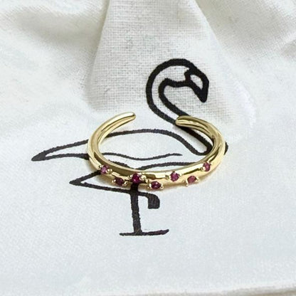 Black Flamingo - Pink Rhinestone Ring