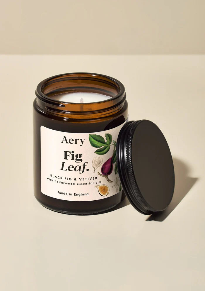 Aery Fig Leaf Scented Jar Candle- Black Fig Vetiver and Cedarwood