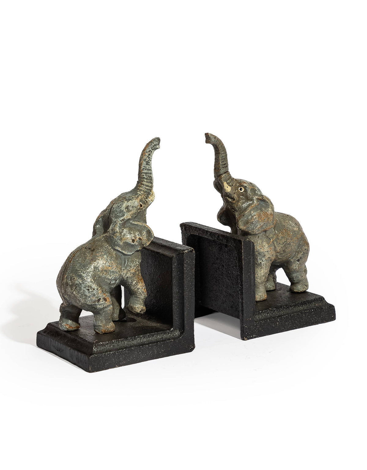 Cast Iron Antiqued Pair of Elephant Bookends