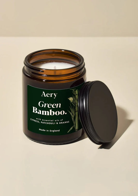 Aery Green Bamboo Scented Jar Candle- Cypress Patchouli and Orange