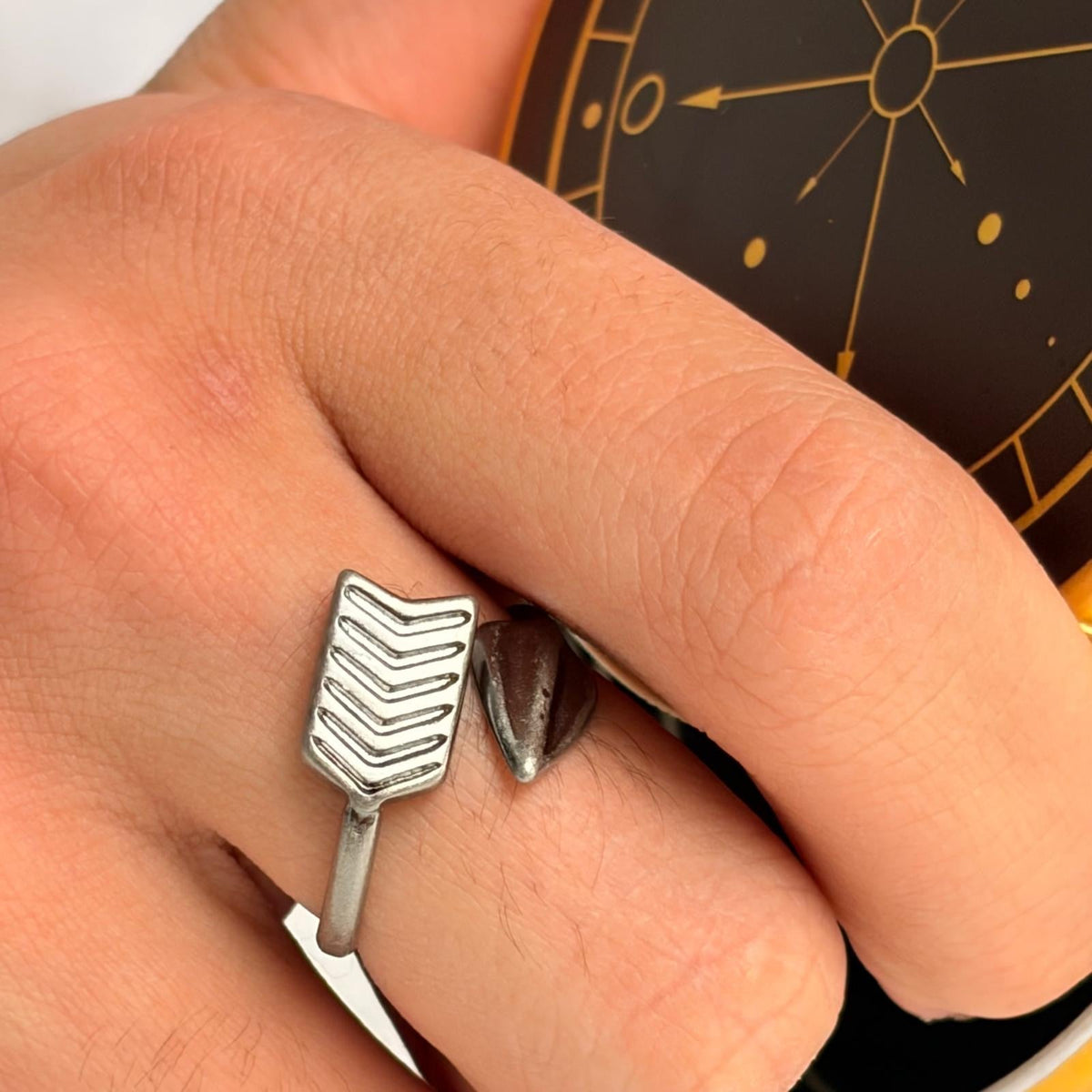 Steel Grey Wrap Around Arrow Ring