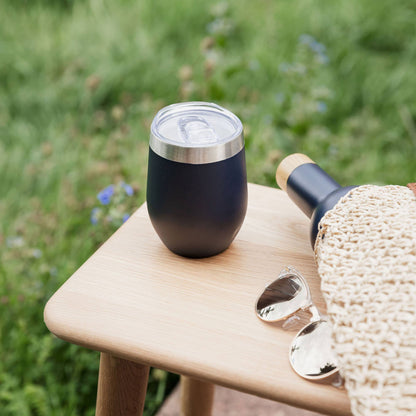 Insulated Travel Wine Tumbler with Lid 350ml (12oz): Blue