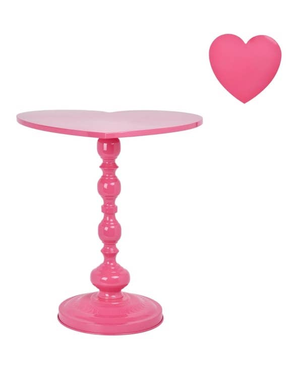 Metal Pink Heart Side Table