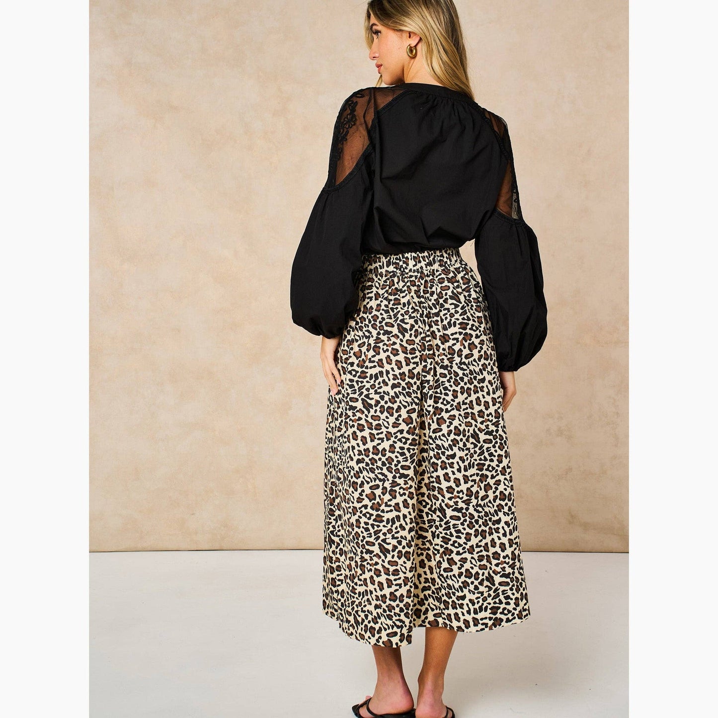 Leopard Print Cotton Midaxi Skirt in Neutral: Medium (UK 12-14)
