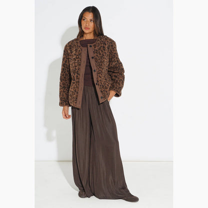 Sarta - Leopard Print Reversible Jacket in Brown - Small (UK 8-10)