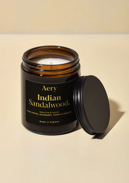 Aery Indian Sandalwood Scented Jar Candle- Pepper Raspberry and Tonka