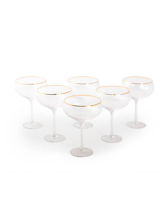 Traditional Coupe Champagne Glasses with Gold Rims