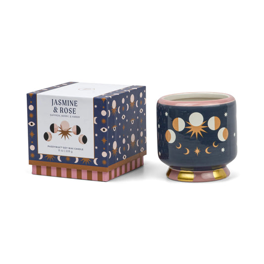 Paddywax - A Dopo 226g Moon Phases Ceramic Candle - Jasmine & Rose