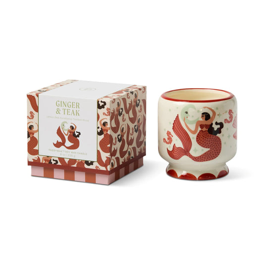 Paddywax - A Dopo 226g Mermaid & Moon Ceramic Candle - Ginger & Teak