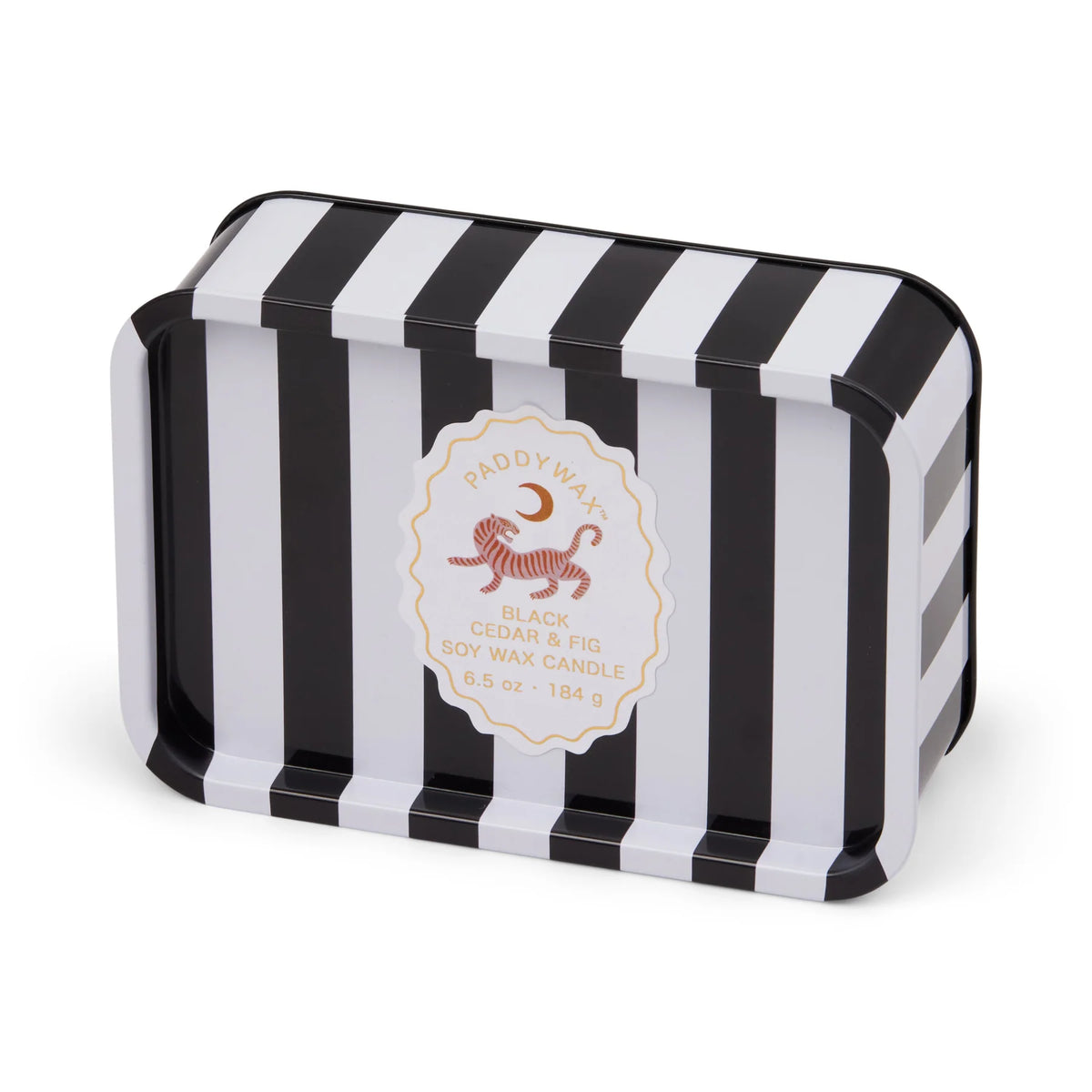 Paddywax - A Dopo 184g Tiger Printed Tin Candle - Black Fig & Cedar