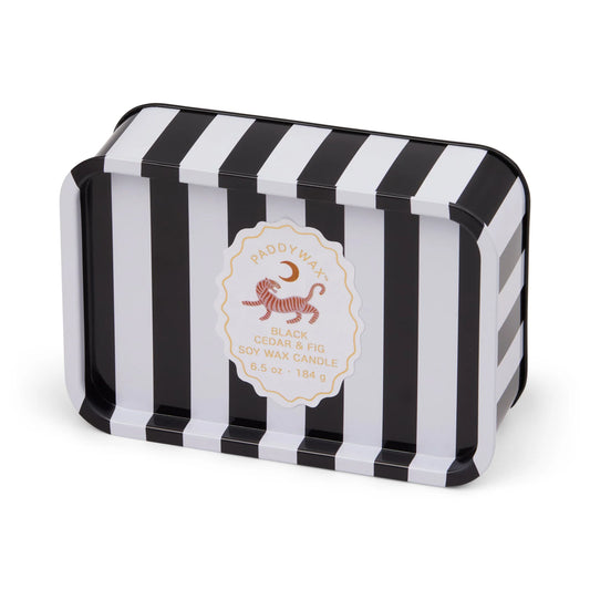 Paddywax - A Dopo 184g Tiger Printed Tin Candle - Black Fig & Cedar