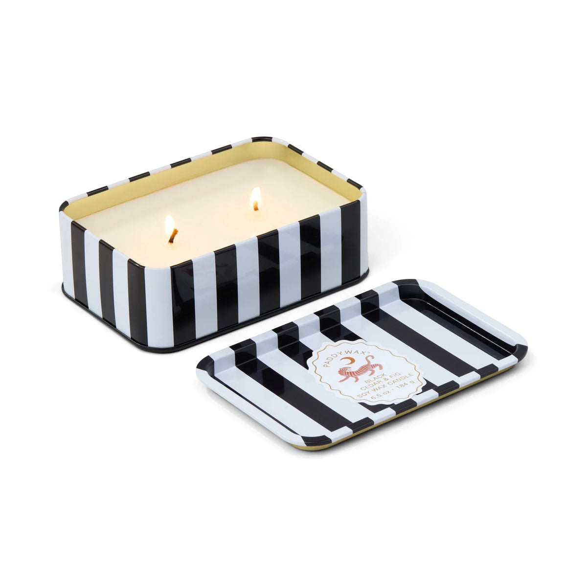 Paddywax - A Dopo 184g Tiger Printed Tin Candle - Black Fig & Cedar