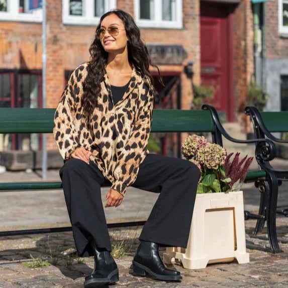 Black Colour Leopard Kaftan Tunic