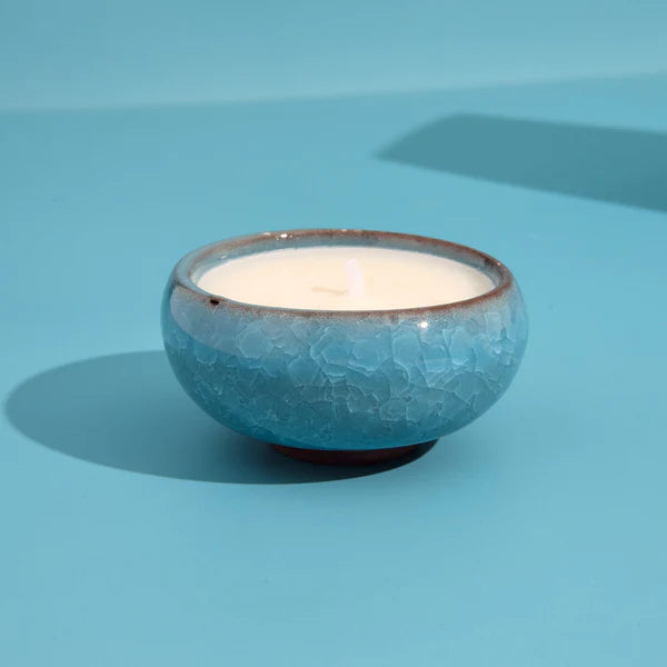 Contemporary Kiln Sky Blue Tea Lights - Amber & Bergamot