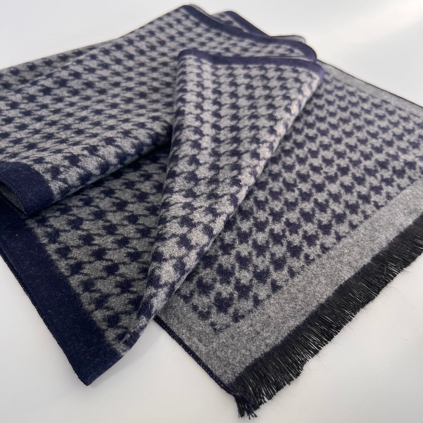 Luxury Men's Houndstooth Scarf - Blue | Christmas Gift for Him - Sons Limited