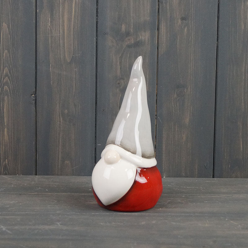 Large Grey Hat, Red Ceramic Gonk (19.8cm)