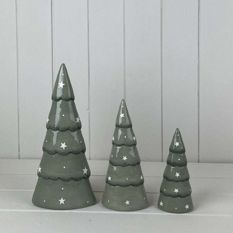 Sage Green Ceramic Tree Decorations