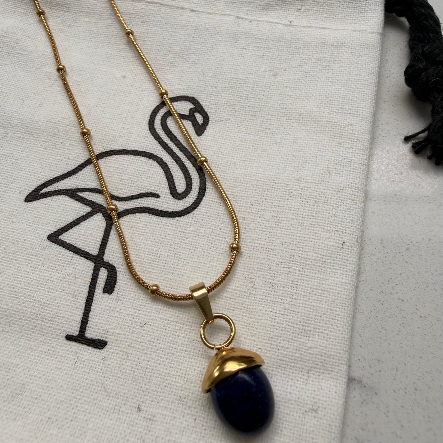 Black Flamingo - Dotty Necklace - Lapis Blue