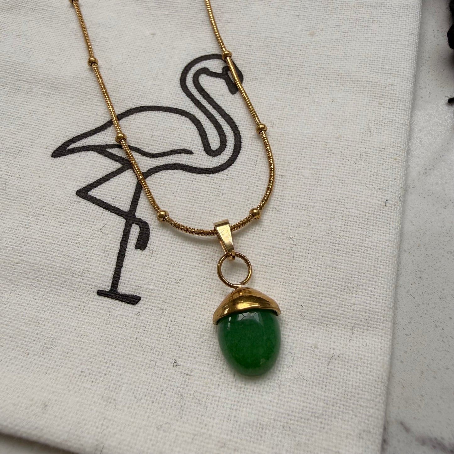 Black Flamingo - Dotty Necklace - Green
