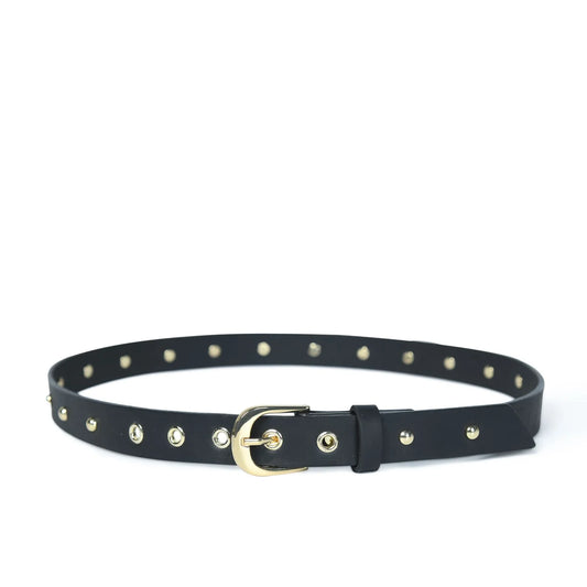 bell&fox- MAHI Studded Leather Belt in Black