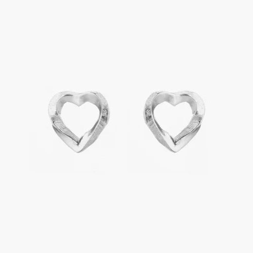 Aspire Love Heart Stud Earrings in Silver