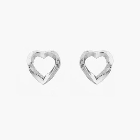 Aspire Love Heart Stud Earrings in Silver