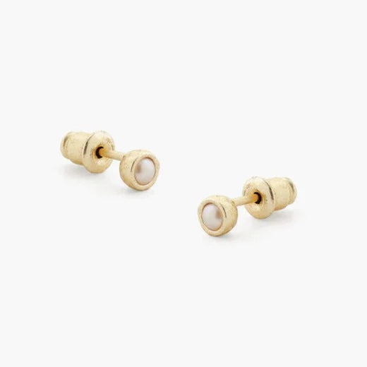 Freshwater Pearl Stud Earrings in Gold