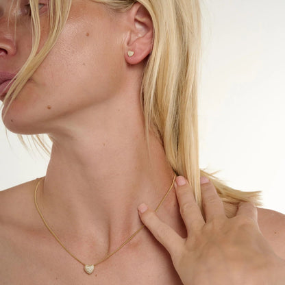 Pave Heart Necklace in Gold - Tutti & Co.