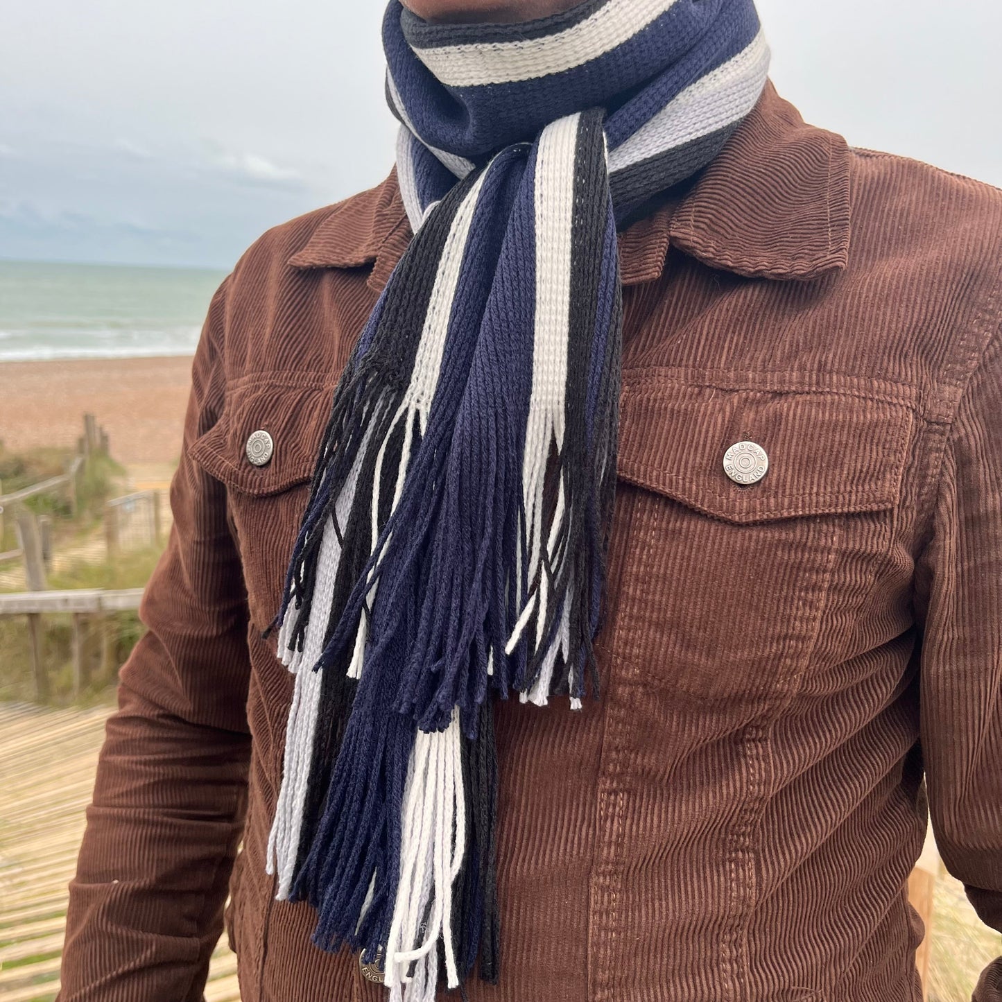 Sideline Collection - Light Retro Stripe Scarf - Hollis - Blue