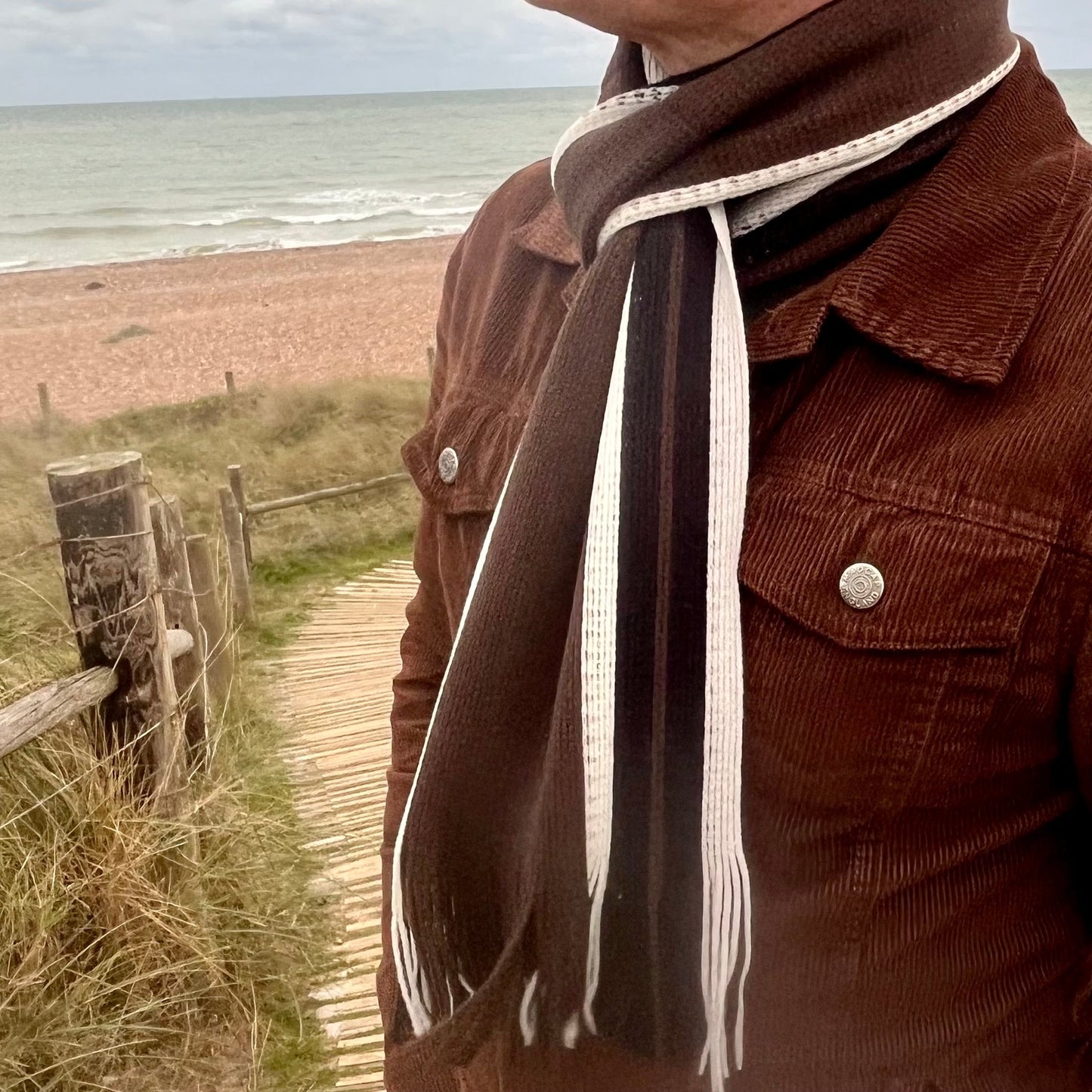 Sideline Collection - Light Retro Stripe Scarf - Hollis - Coffee