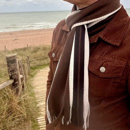 Sideline Collection - Light Retro Stripe Scarf - Hollis - Coffee