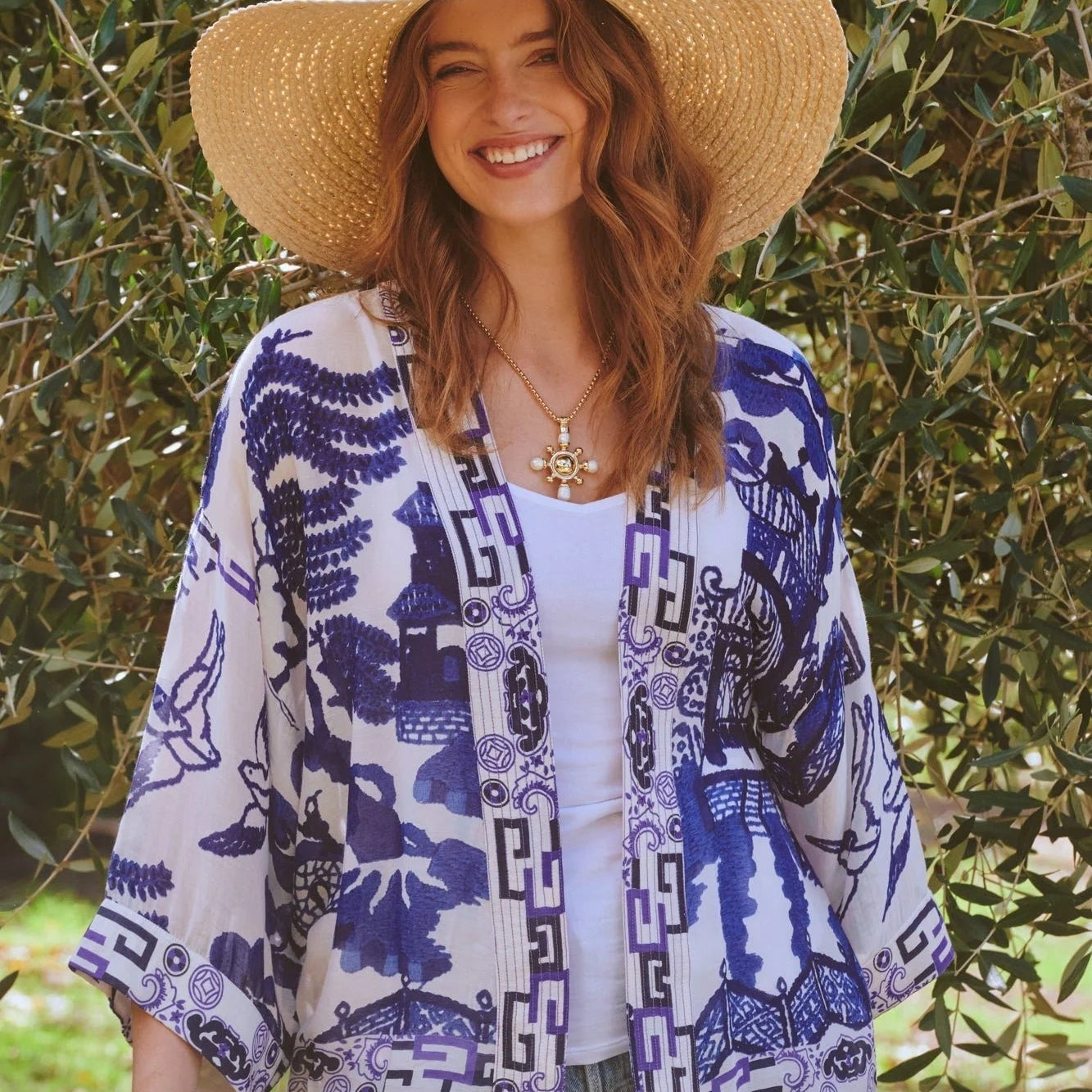 One Hundred Stars - Giant Willow Blue Kimono