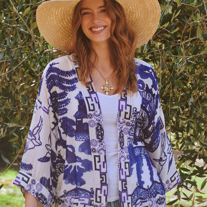 One Hundred Stars - Giant Willow Blue Kimono