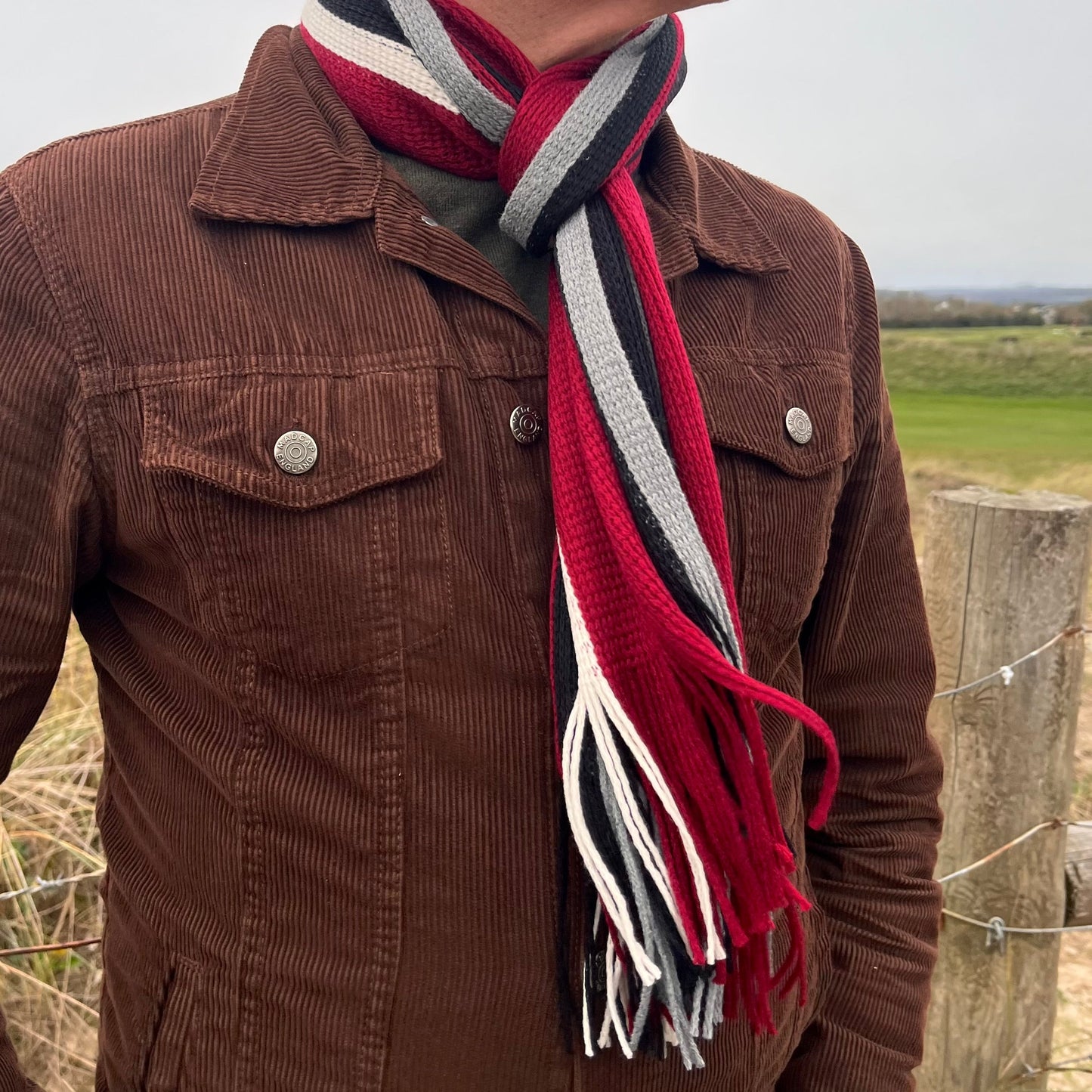 Sideline Collection - Light Retro Stripe Scarf - Hollis - Red