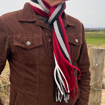 Sideline Collection - Light Retro Stripe Scarf - Hollis - Red