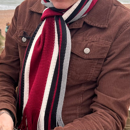 Sideline Collection - Light Retro Stripe Scarf - Hollis - Red