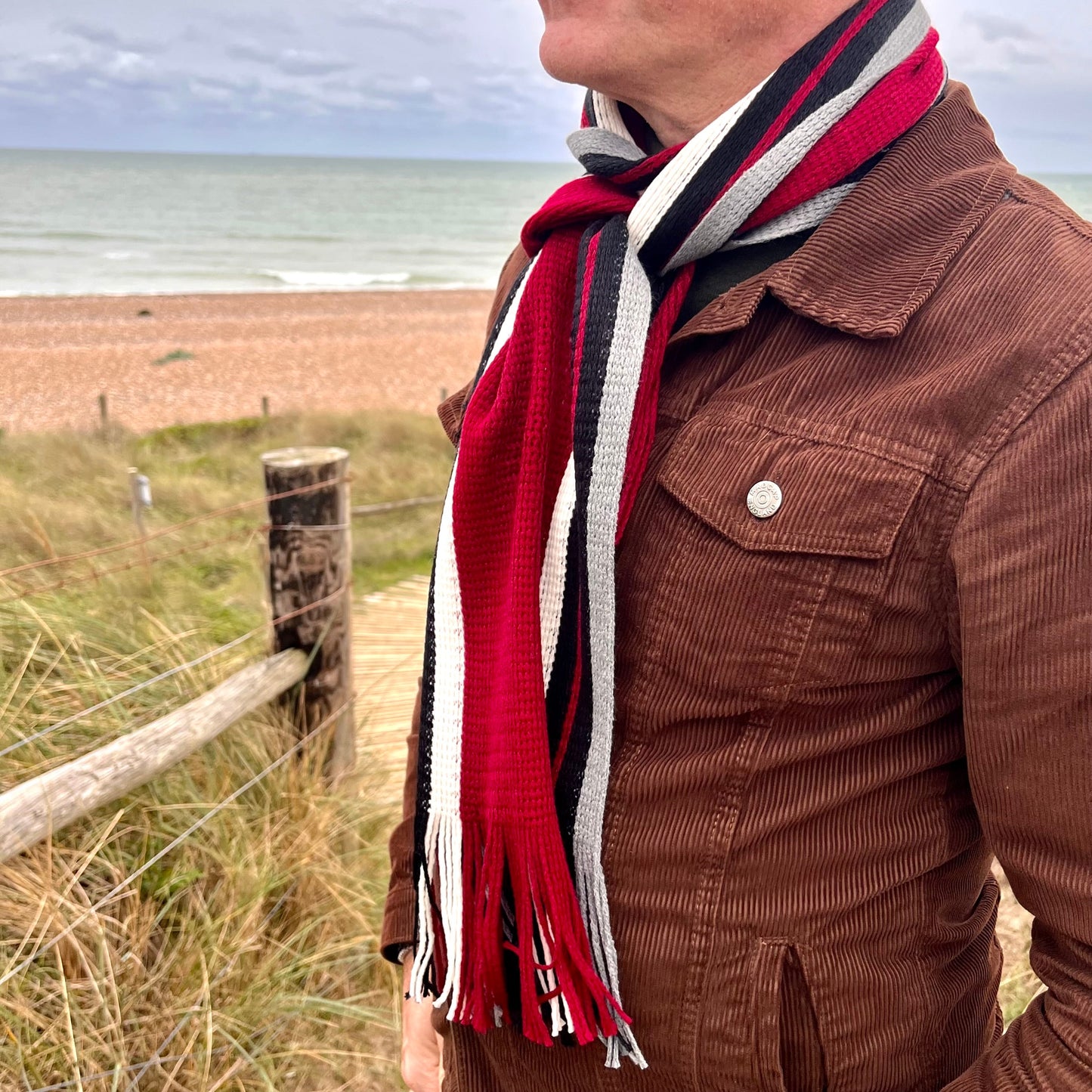 Sideline Collection - Light Retro Stripe Scarf - Hollis - Red