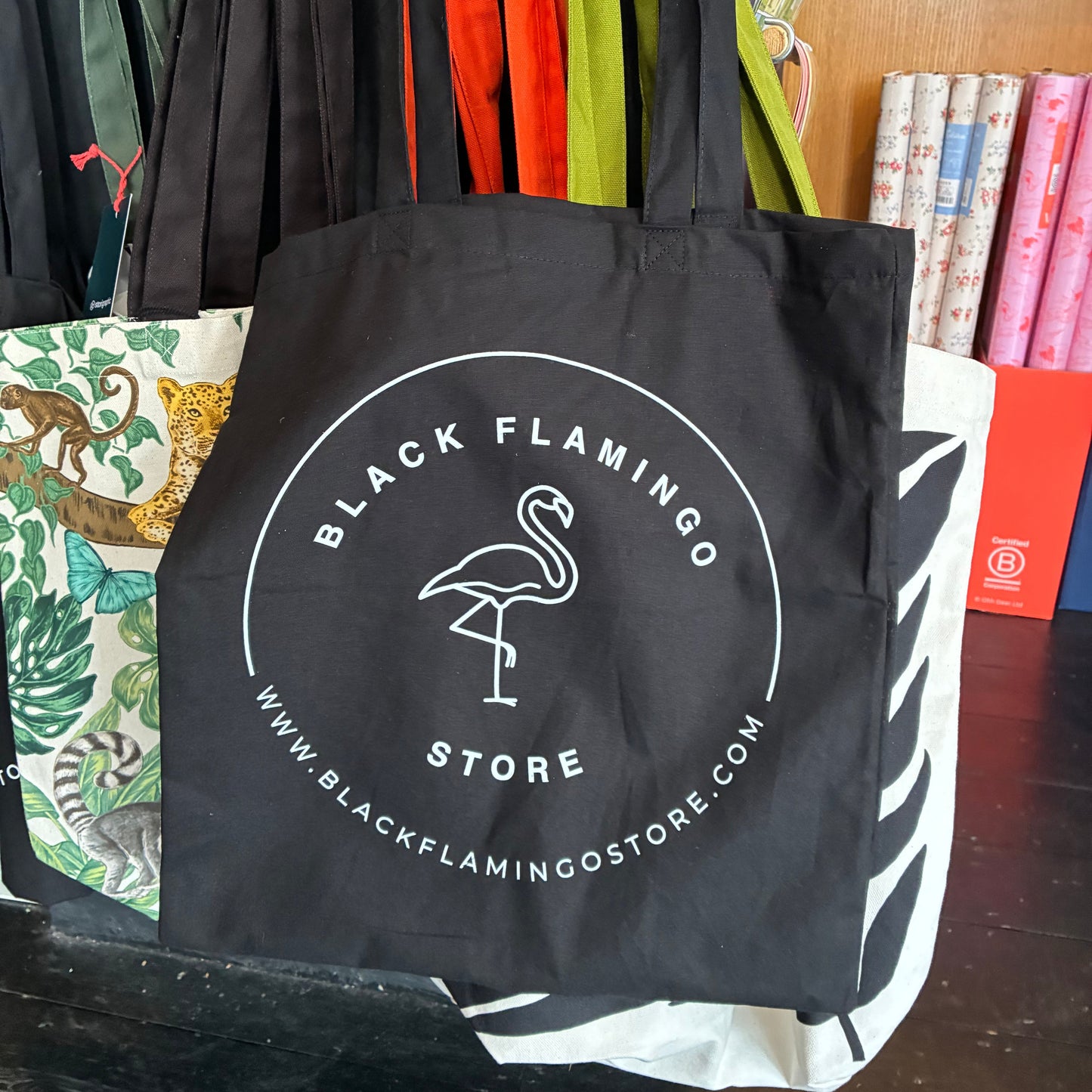 Black Flamingo Tote Bag