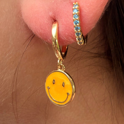 Smiley Face Huggie Yellow