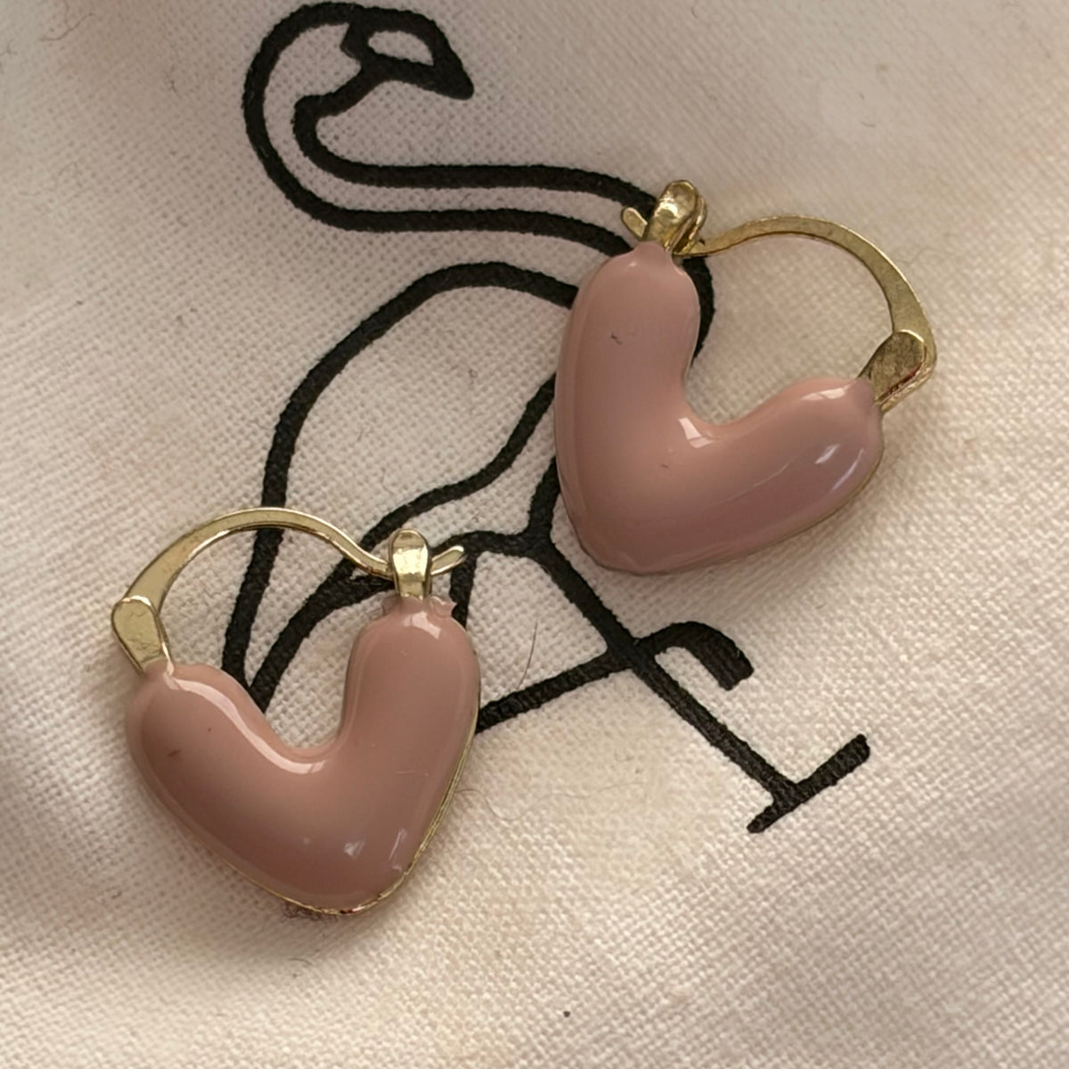 Black Flamingo - Hattie Heart Earring - Caramel