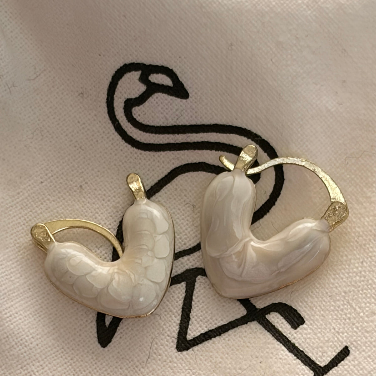 Black Flamingo - Hattie Heart Earring - White