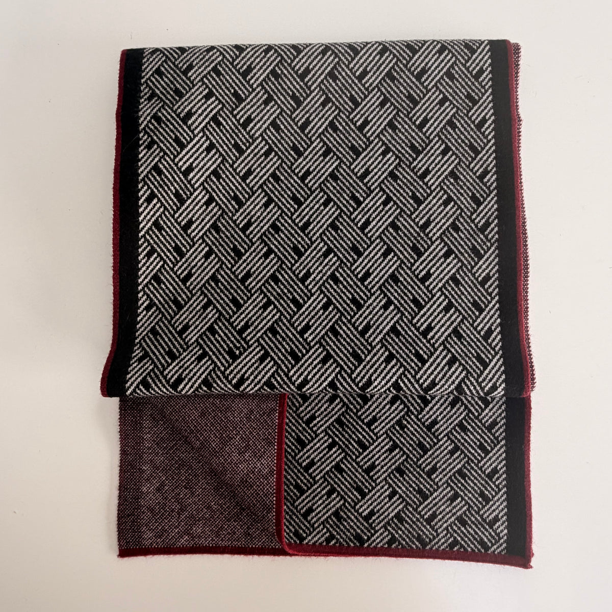 Sons Limited - Men's Plaid Knit Scarves - Marriott - Black/Burgundy