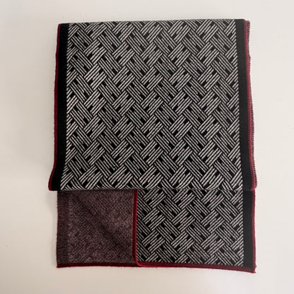Sons Limited - Men's Plaid Knit Scarves - Marriott - Black/Burgundy